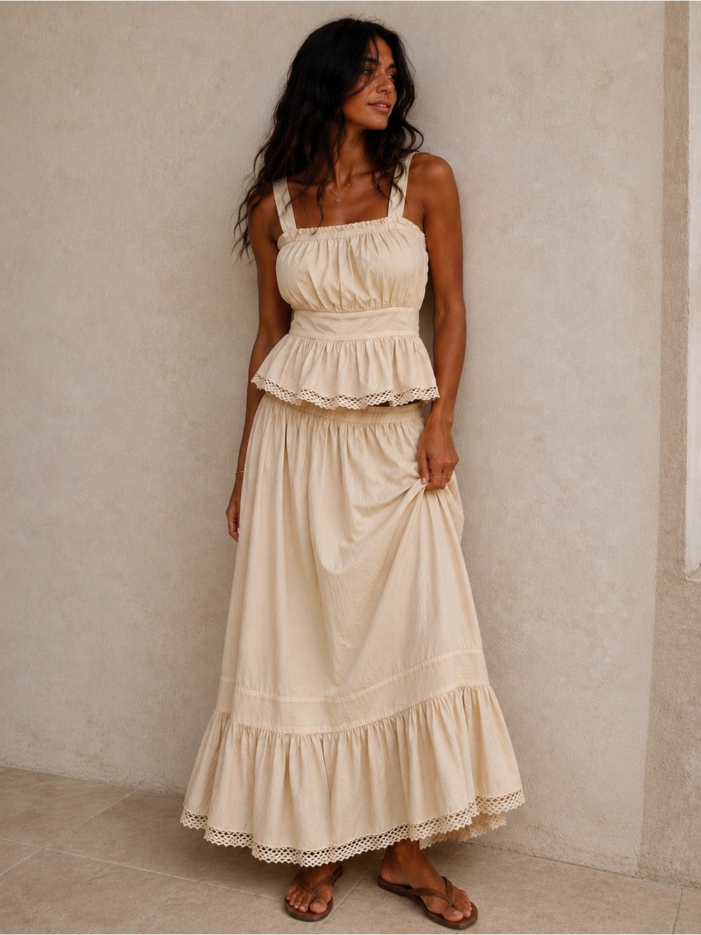 Handmade 100% Pre Washed Cotton Maxi Skirt Top Outfit Size 4-8